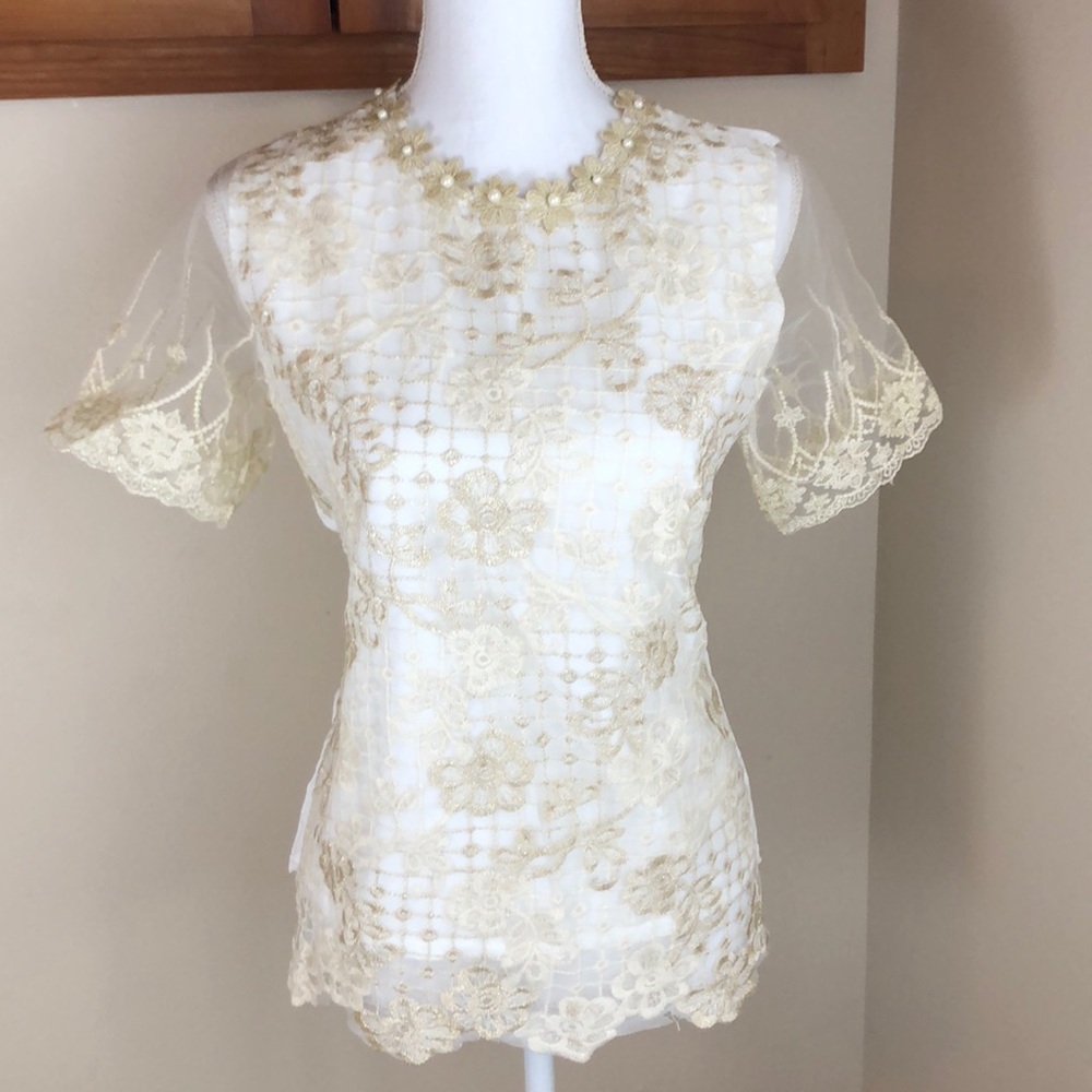 Lace overlay blouse